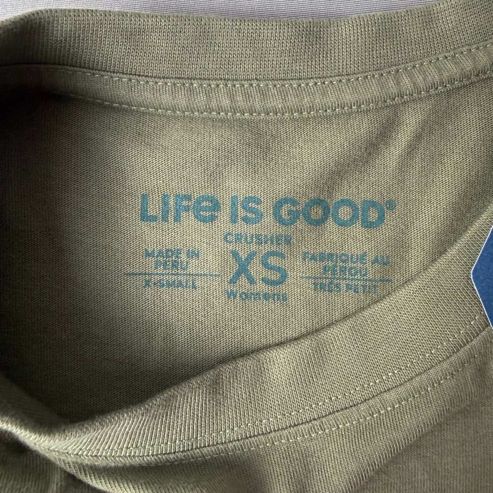 Life Is Good Womens Graphic Tee Crop Women's XS Crusher Long Sleeve Olive Green - Picture 2 of 12